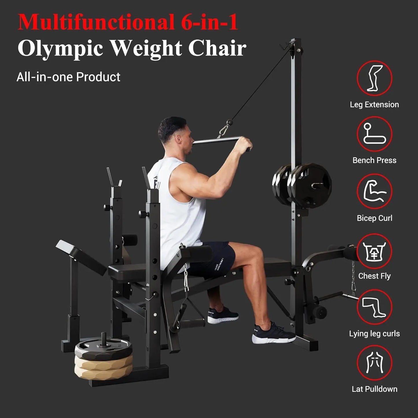 HiMISS Weight Bench Foldable Bench Press With Leg Extension