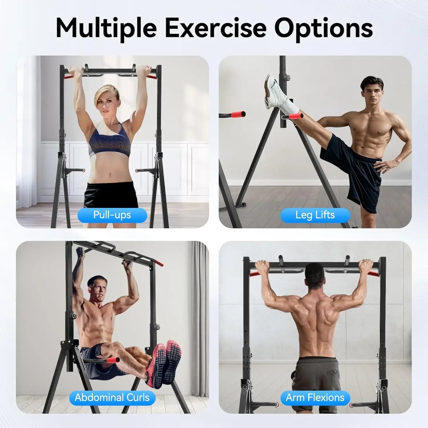 Adjustable Free Standing Pull Up Bar Dip Station Power Tower Home Gym