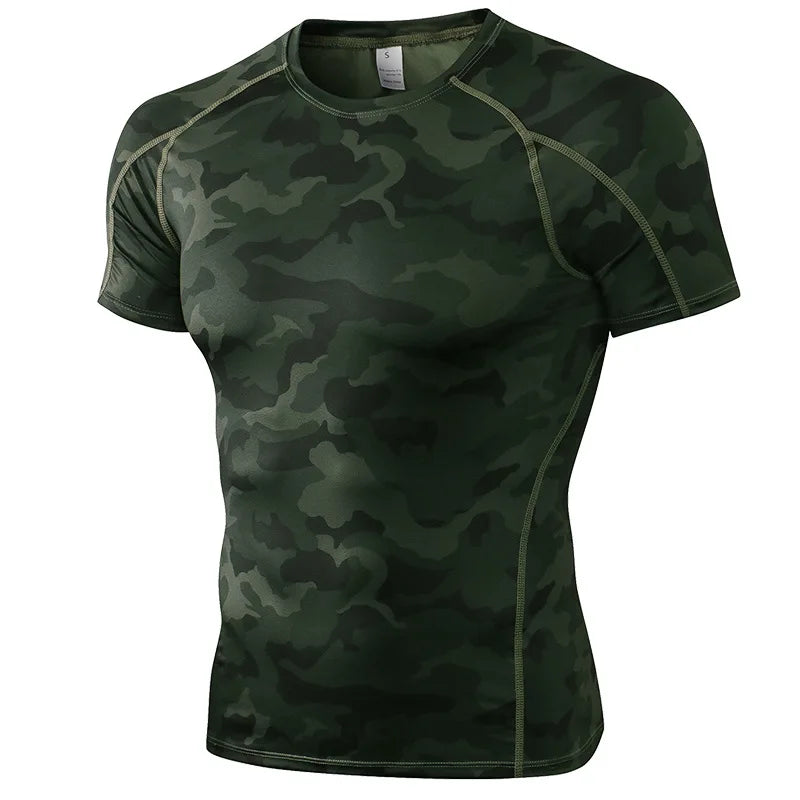 Yuerlian Elastic Men Running Quick Dry Fitness Shirt