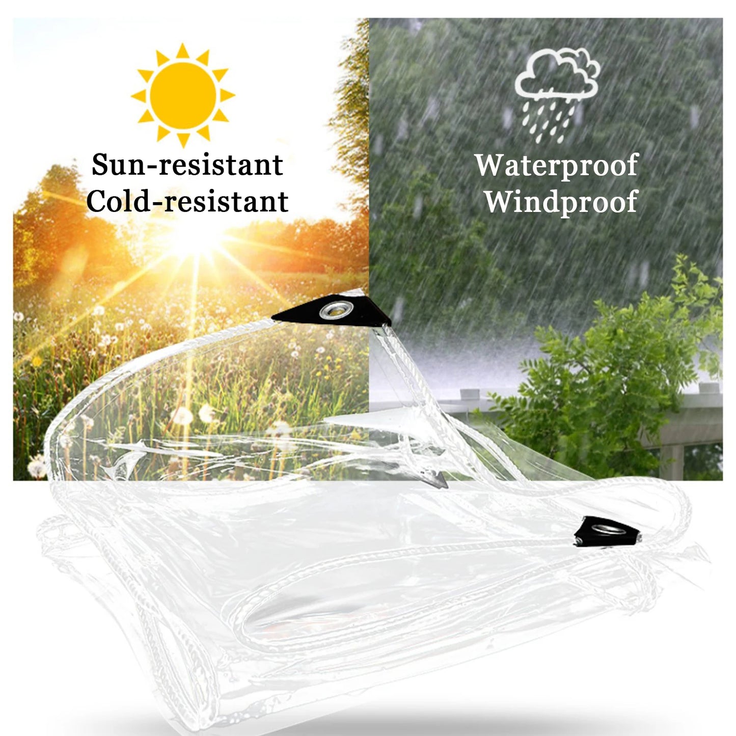 Clear PVC Tarp Heavy Duty Transparent Tarpaulin With Grommets