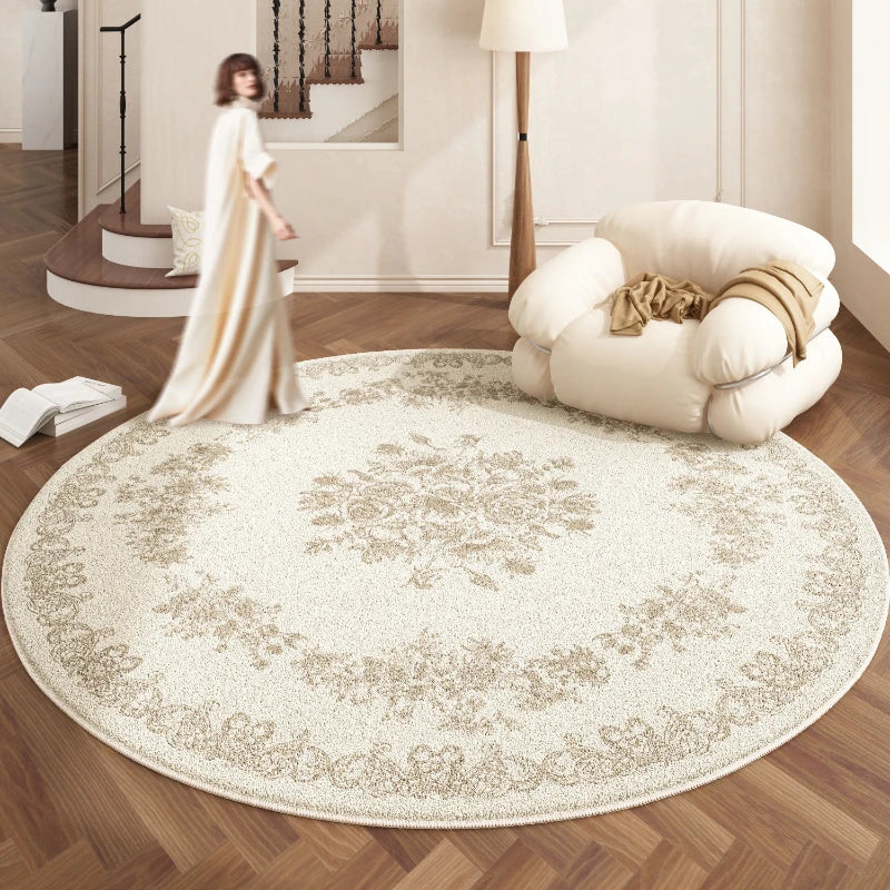 European Style Plush Round Rug for Living Room Bedroom