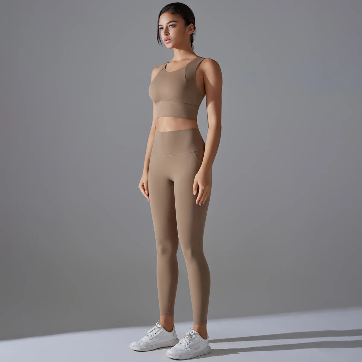 Yoga Set Women's Tracksuit Crop Top Shockproof Sports Bras Gym