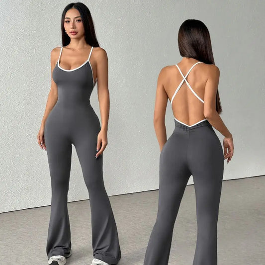 Oxychiefss Women One-Piece Yoga Jumpsuit Backless Bodysuits