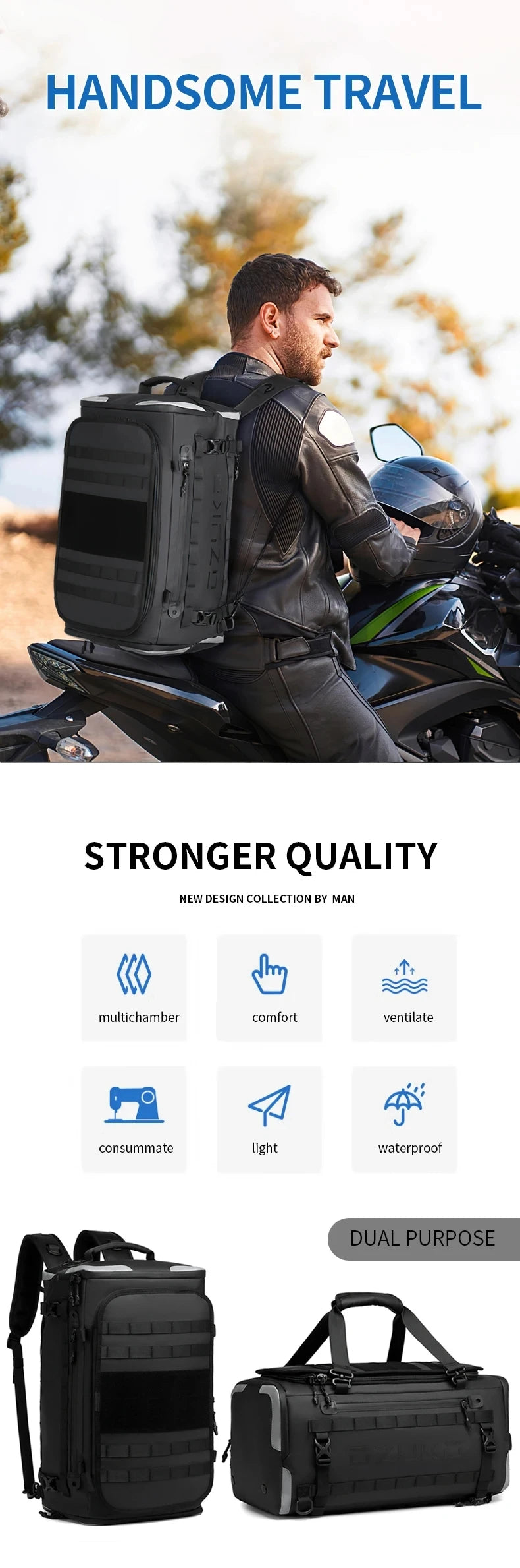 OZUKO Travel Backpack Unisex With Dry Wet Separation System