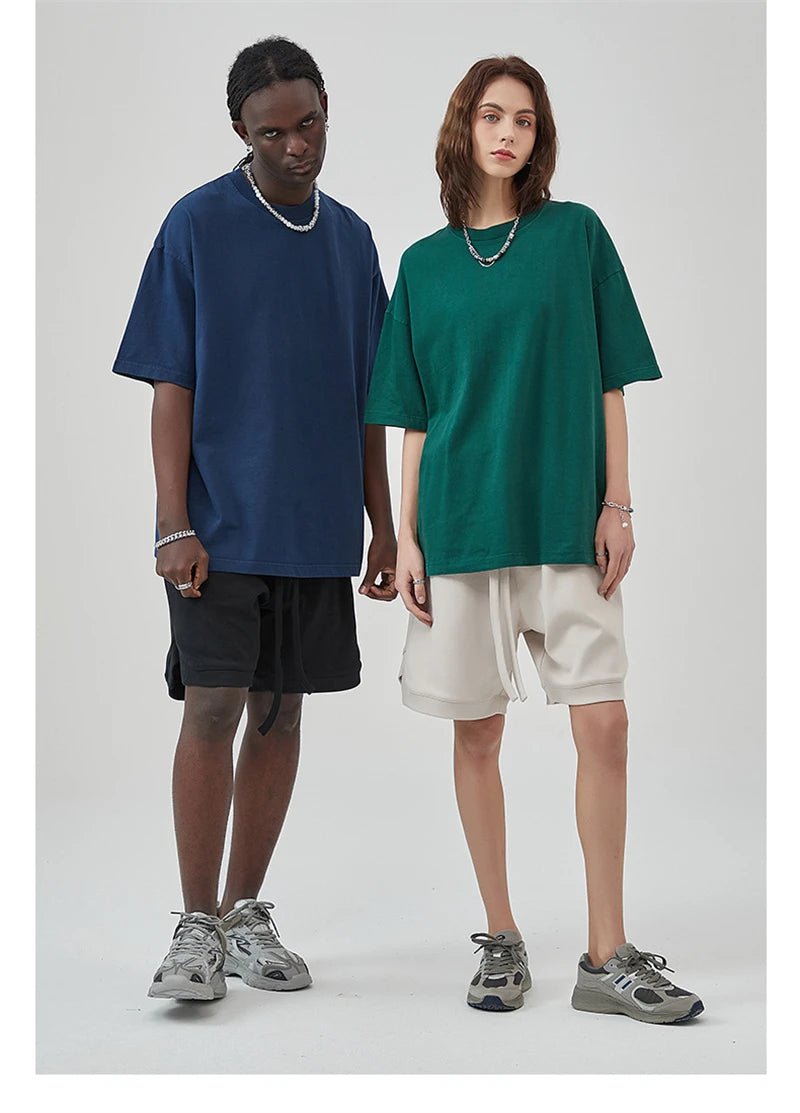 ZODF Basic Solid Washed Cotton Tee For Men Unisex Streetwear