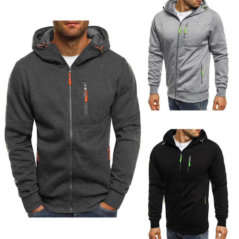 Men's Hooded Zip Sweatshirt Long Sleeve Jacket Sportswear