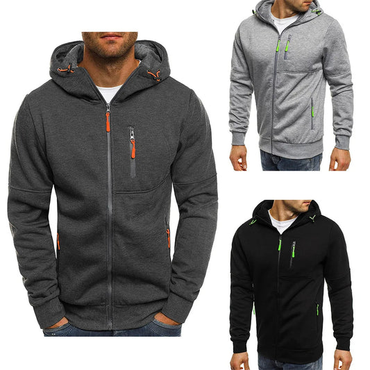 Men's Hooded Zip Sweatshirt Long Sleeve Jacket Sportswear
