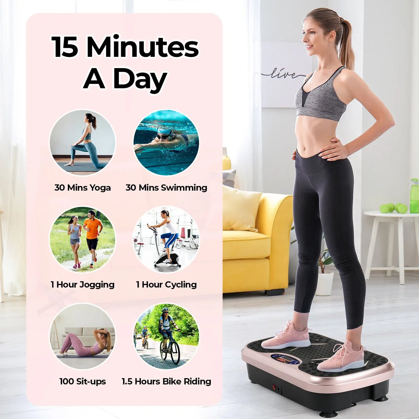 Homfa Vibration Plate Exercise Machine For Full Body Workout Bands