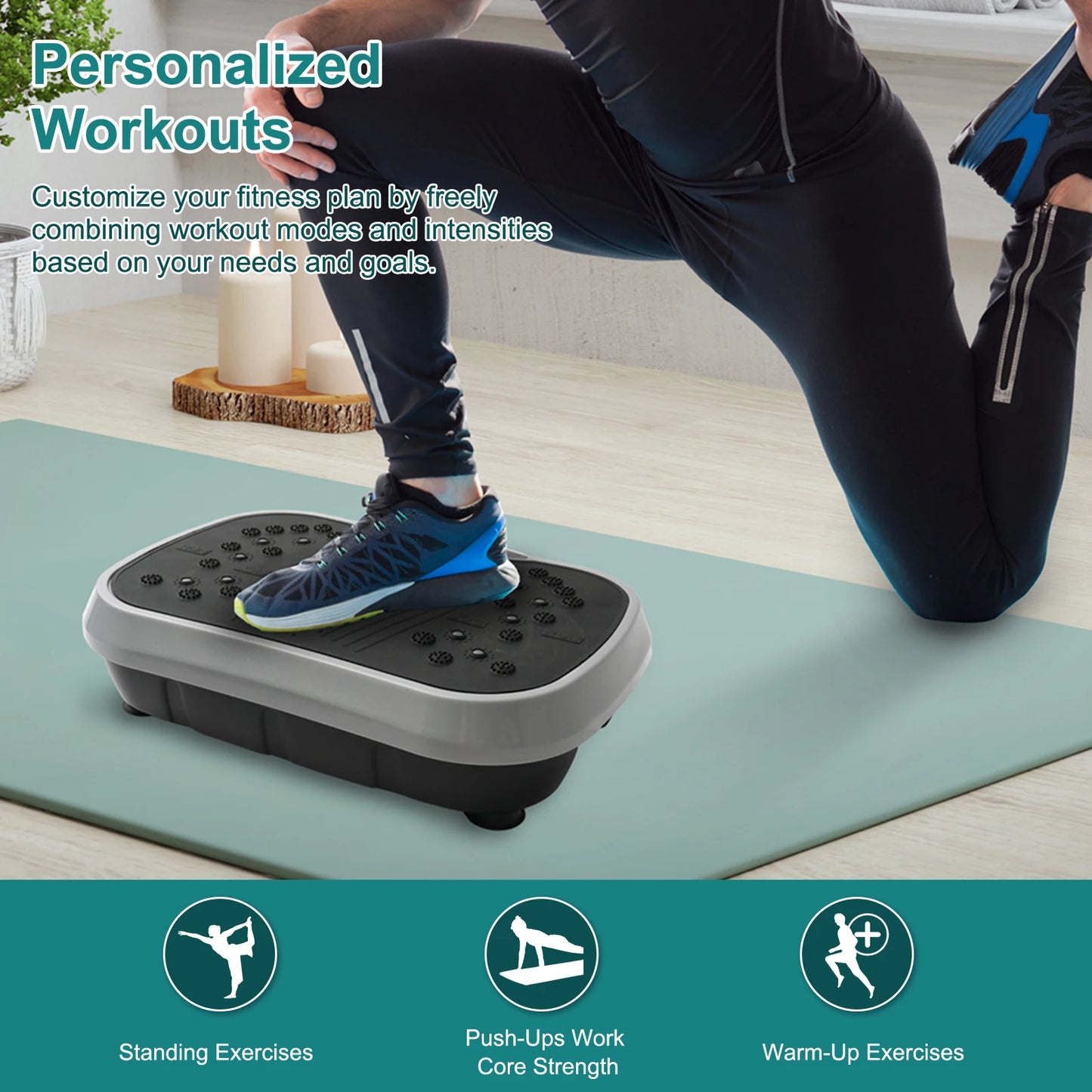 Vibration Plate Exercise Machine Full Body Fat Burning Home Fitness Equipment With 200W Motor 120 Speeds 3 Programs