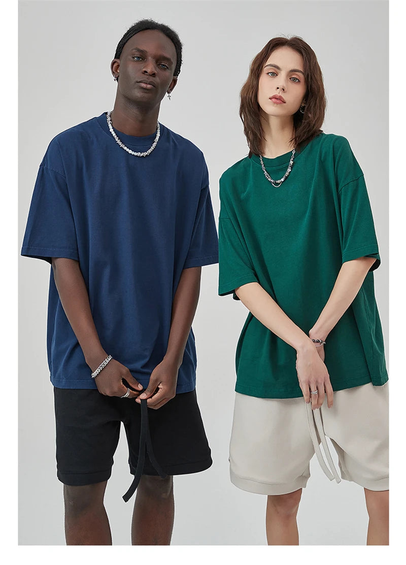ZODF Basic Solid Washed Cotton Tee For Men Unisex Streetwear
