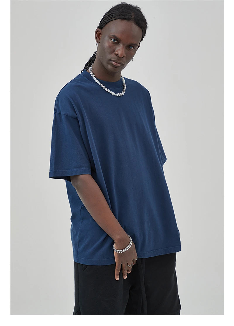 ZODF Basic Solid Washed Cotton Tee For Men Unisex Streetwear