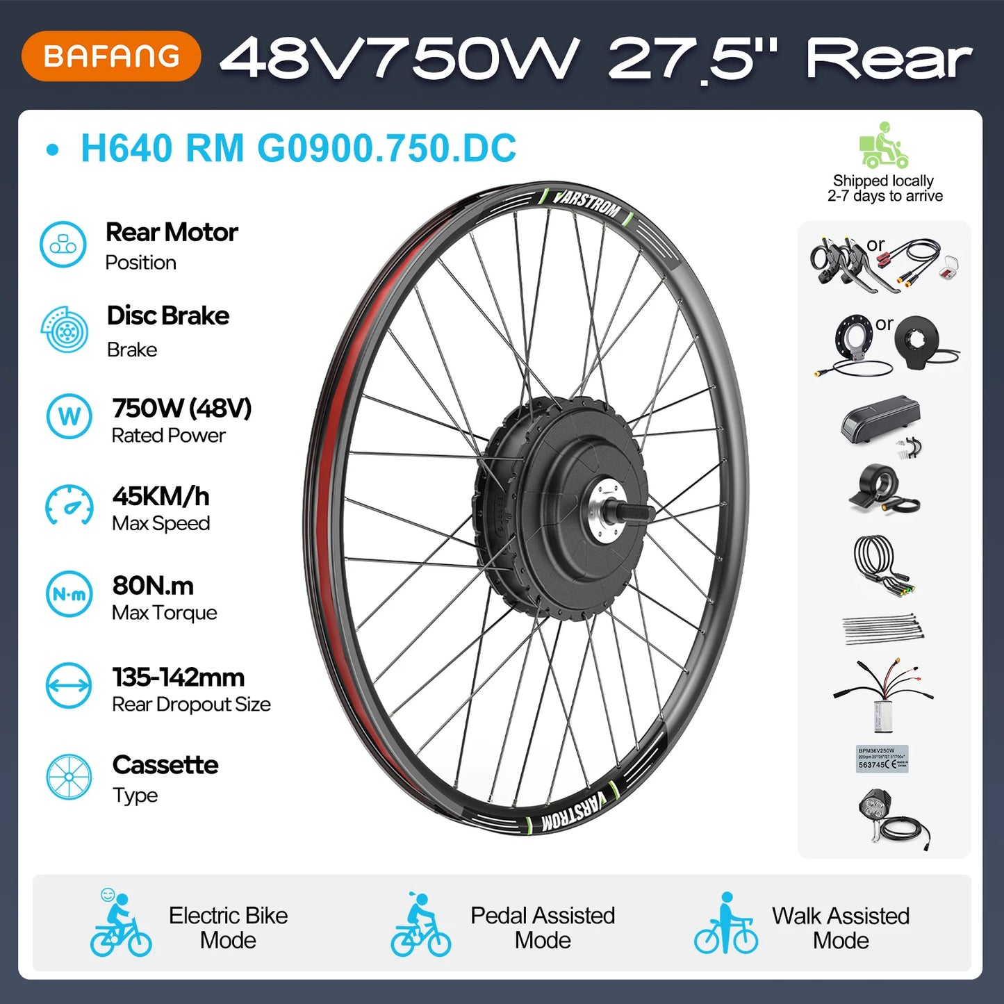 Bafang Varstrom Rear Hub Motor Ebike Kit 500W 65Nm Torque 36V Or 48V Fits 135-142mm Dropout