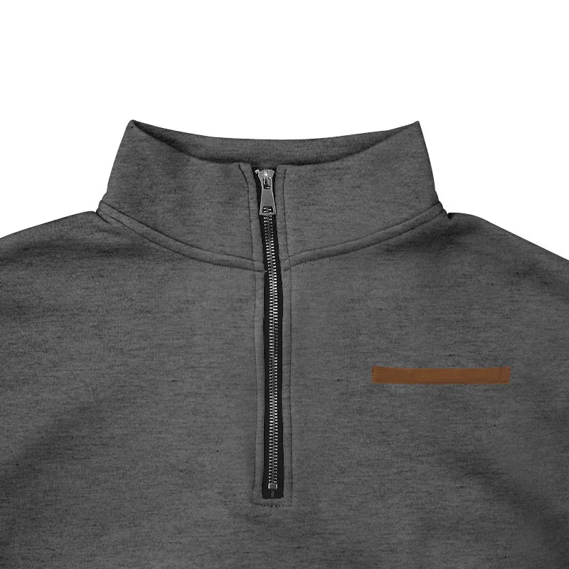 Men's Autumn Winter Heavy Fleece Hoodie Half Zip Stand Collar