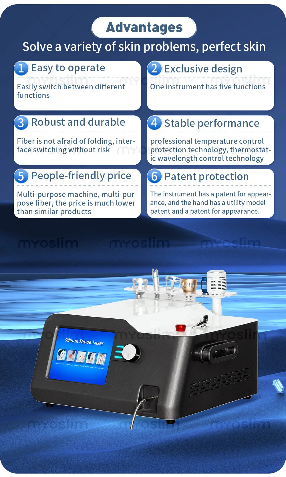 5 In 1 980nm Diode Laser Vascular Removal Nail Fungus