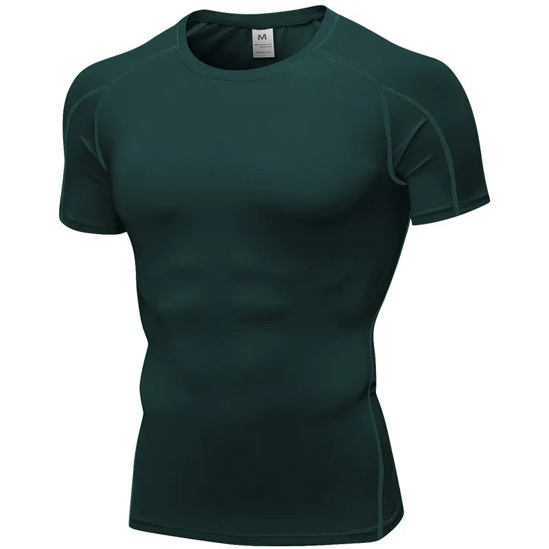 Yuerlian Elastic Men Running Quick Dry Fitness Shirt