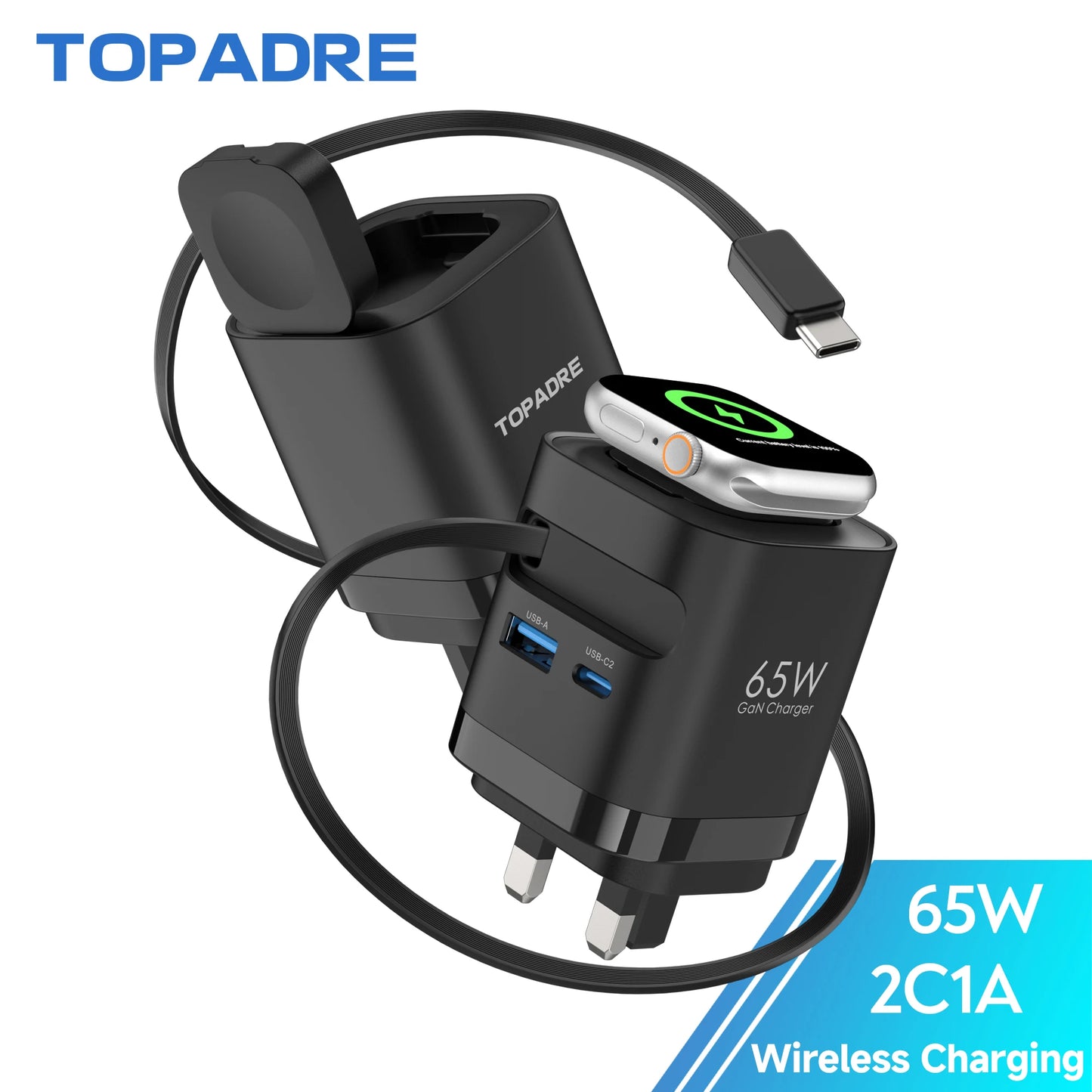 TOPADRE 65W Wireless Charger For Apple Watch MacBook iPhone