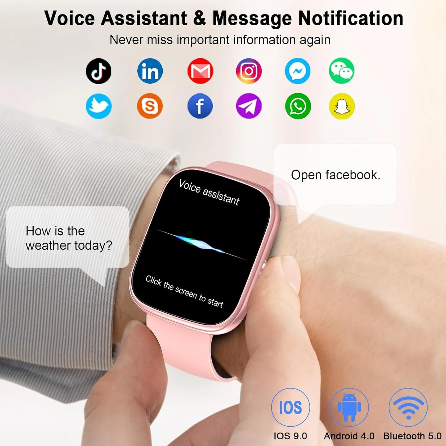 Nerunsa IP68 Waterproof Smart Watch Fitness Tracker With Heart Rate Monitor 1.91 Inch Display
