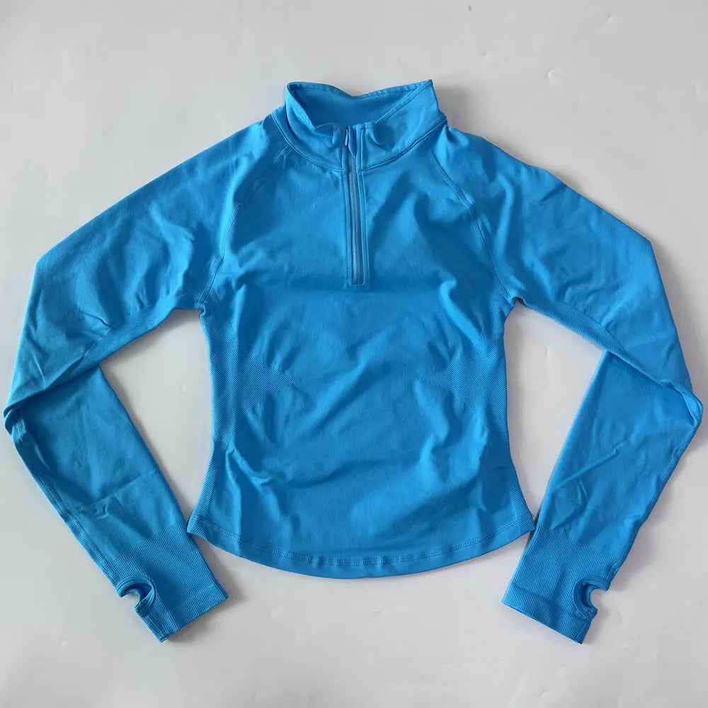 Yoga Jacket Half Zip For Women Long Sleeve Seamless Activewear With Breathable Ventilation And High Stretch