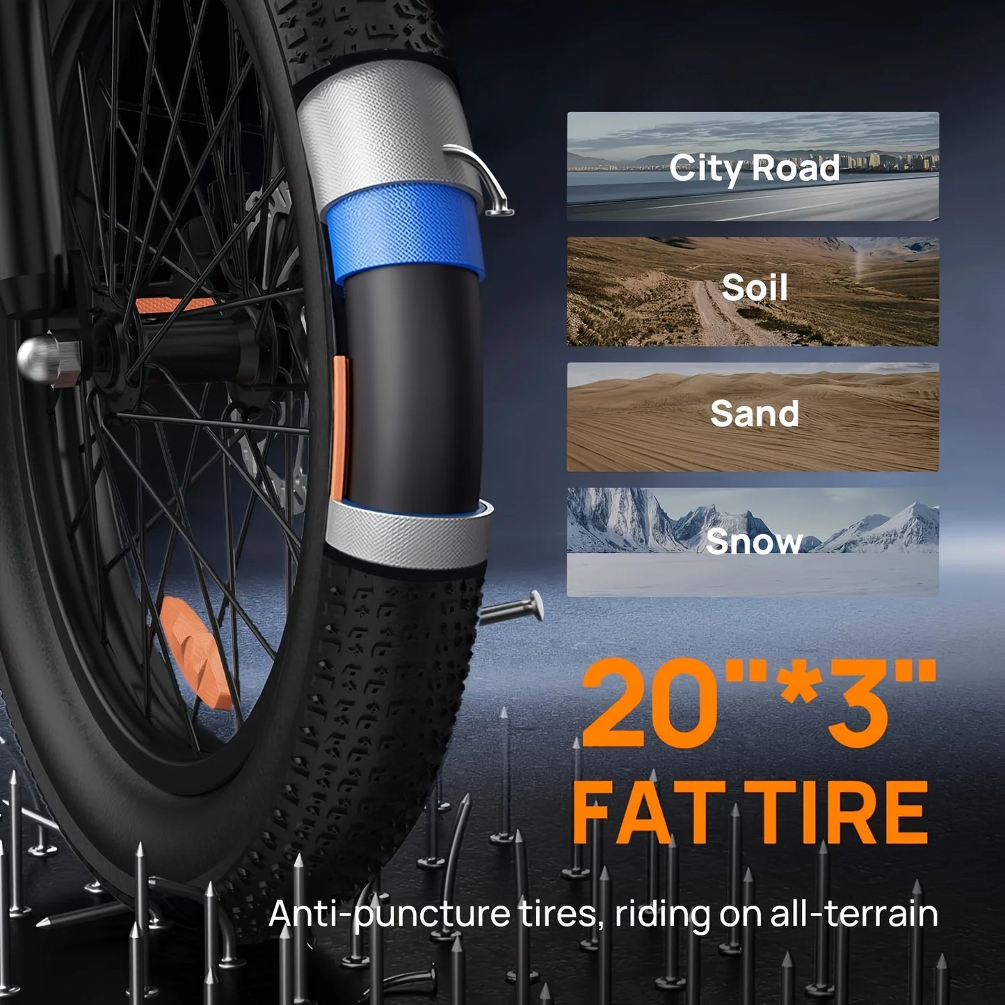 URLIFE E20 1000W Fat Tire Electric Bike With 28 MPH Top Speed 48V 13Ah Battery For Long Range Power
