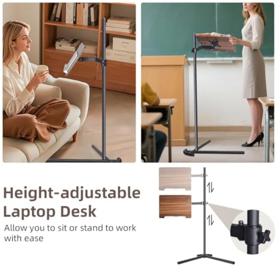Adjustable Bamboo Laptop Floor Stand For Bed And Couch