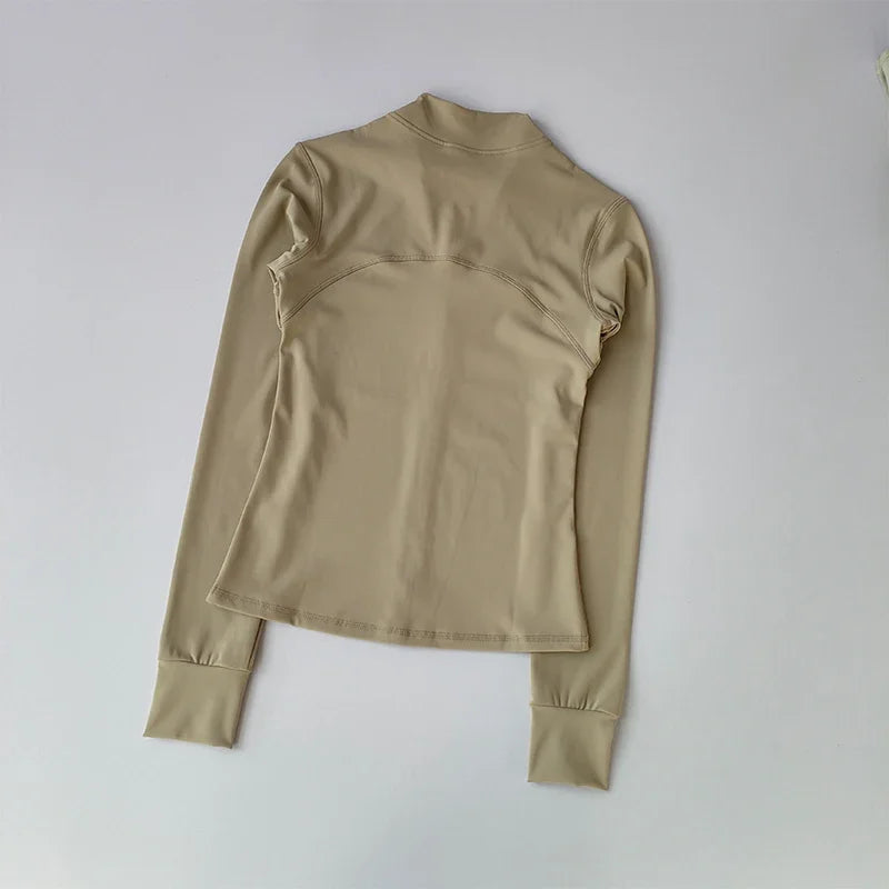 Women's Windproof Yoga Jacket Stand Collar Long Sleeve Running Top