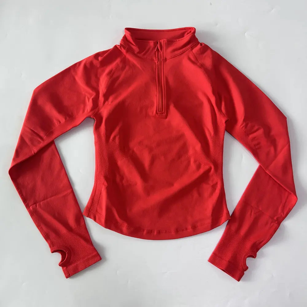 Yoga Jacket Half Zip For Women Long Sleeve Seamless Activewear With Breathable Ventilation And High Stretch