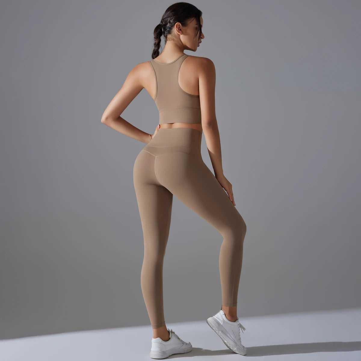 Yoga Set Women's Tracksuit Crop Top Shockproof Sports Bras Gym