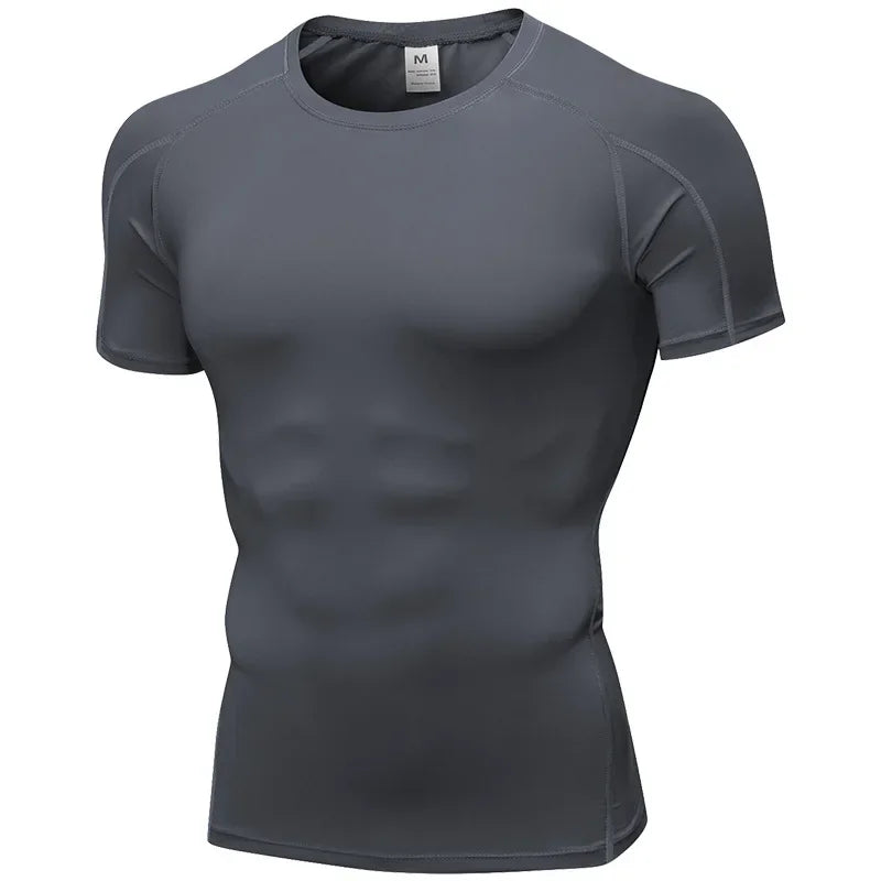 Yuerlian Elastic Men Running Quick Dry Fitness Shirt