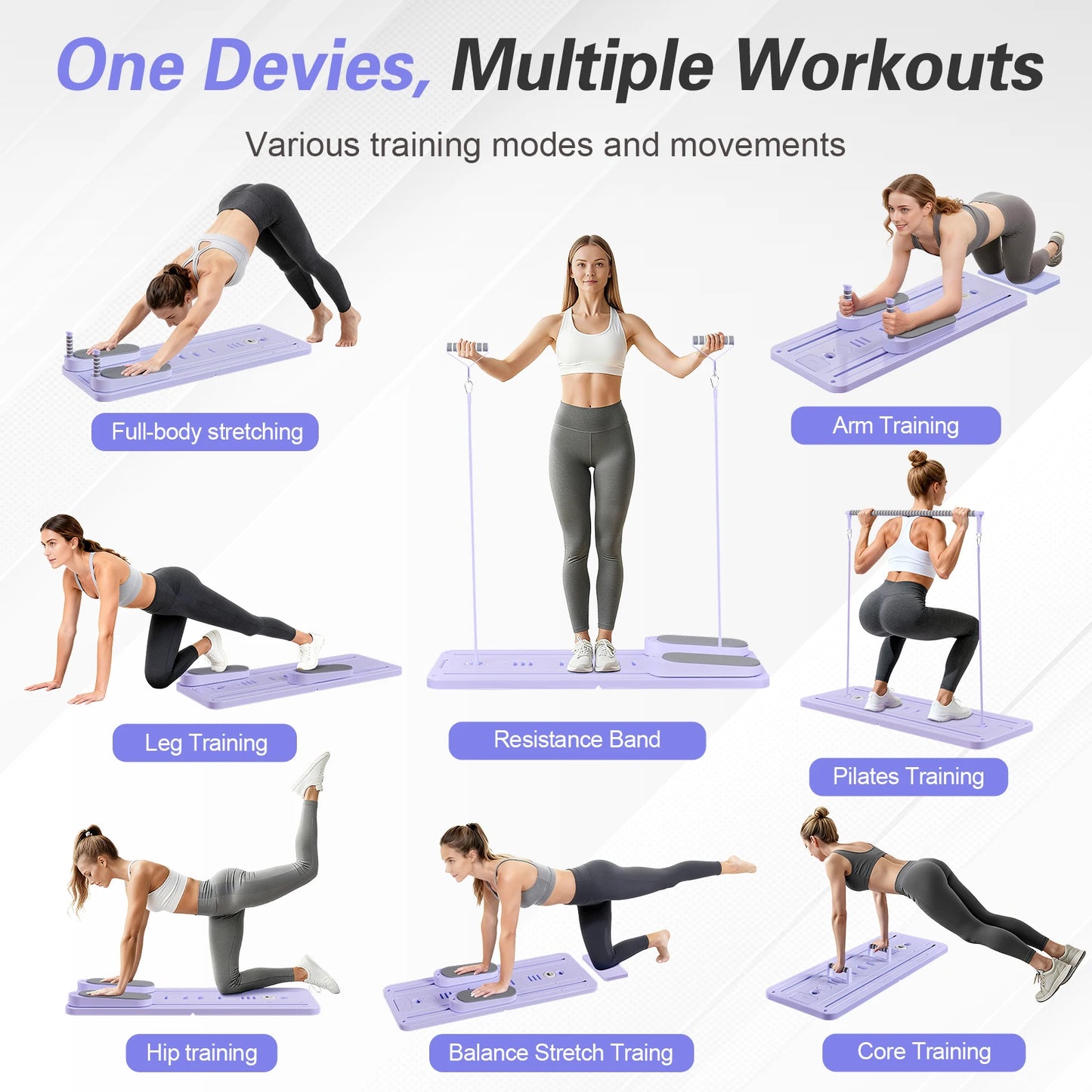 Foldable Pilates Bar Ab Board for Full Body Workout