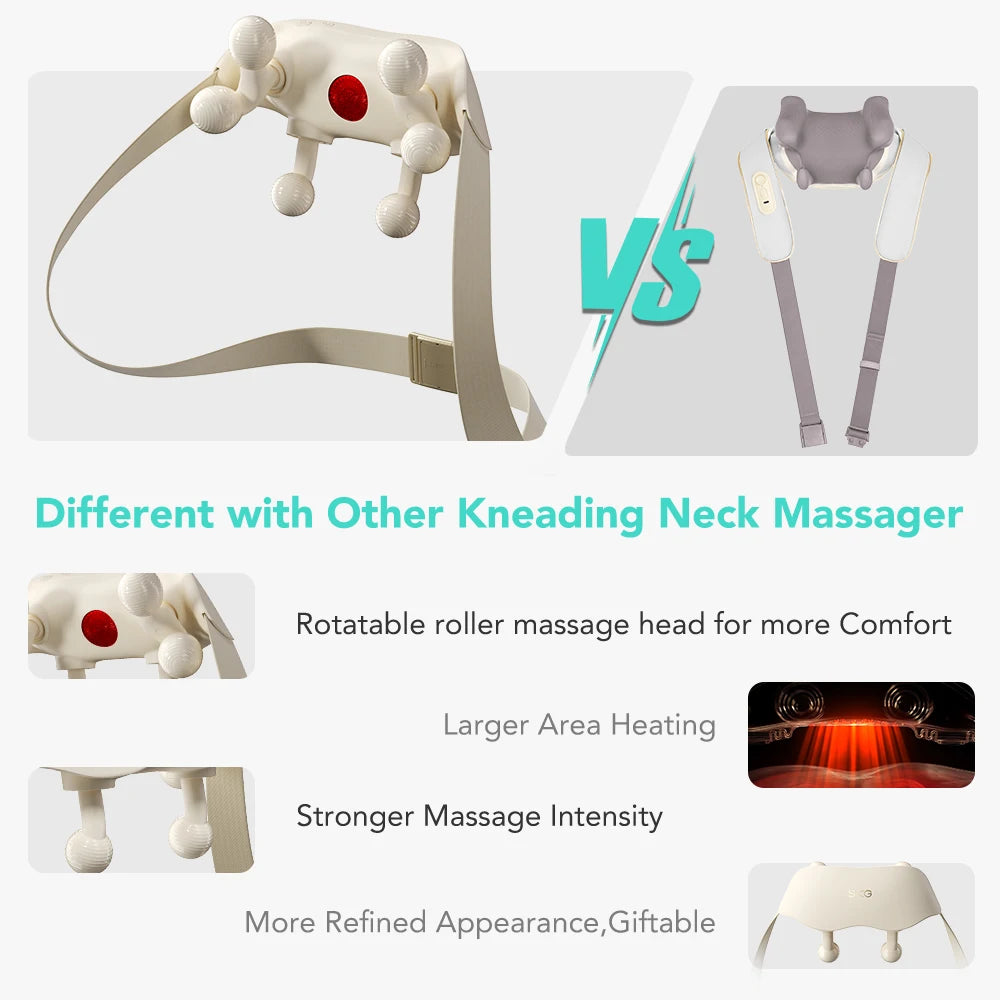SKG Neck Massager With Heat 6D Portable Cordless Cervical Massager