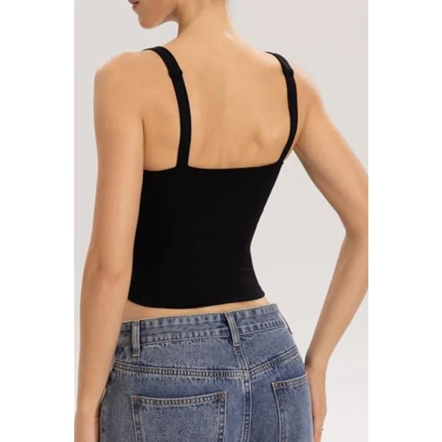 Womens Tank With Built In Bra Square Neck Workout Top