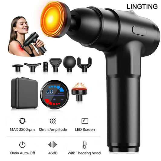 LINGTENG Heated Massage Gun Deep Tissue Percussion Massager