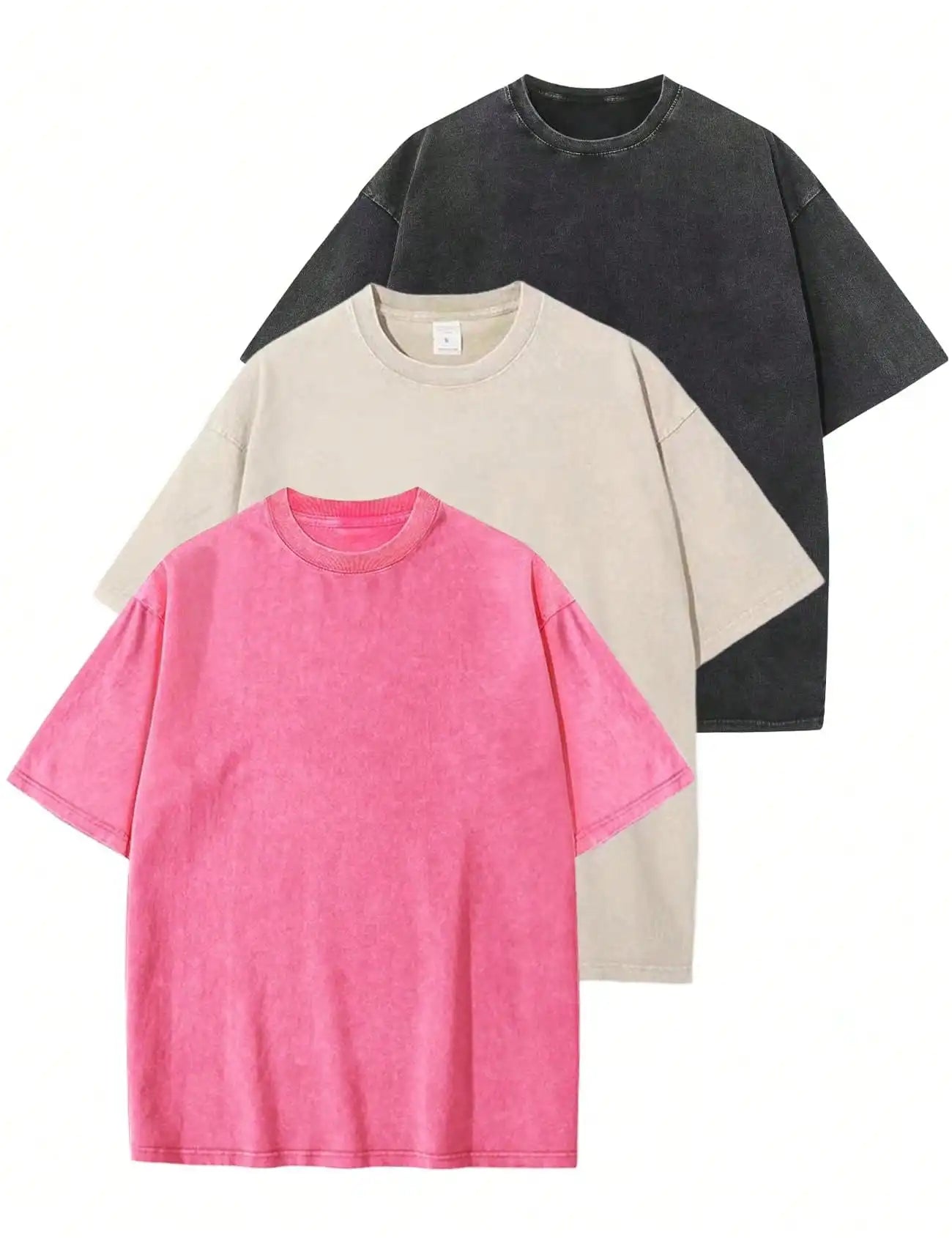 3 Pack Unisex Short Sleeve Cotton T Shirts Casual Streetwear