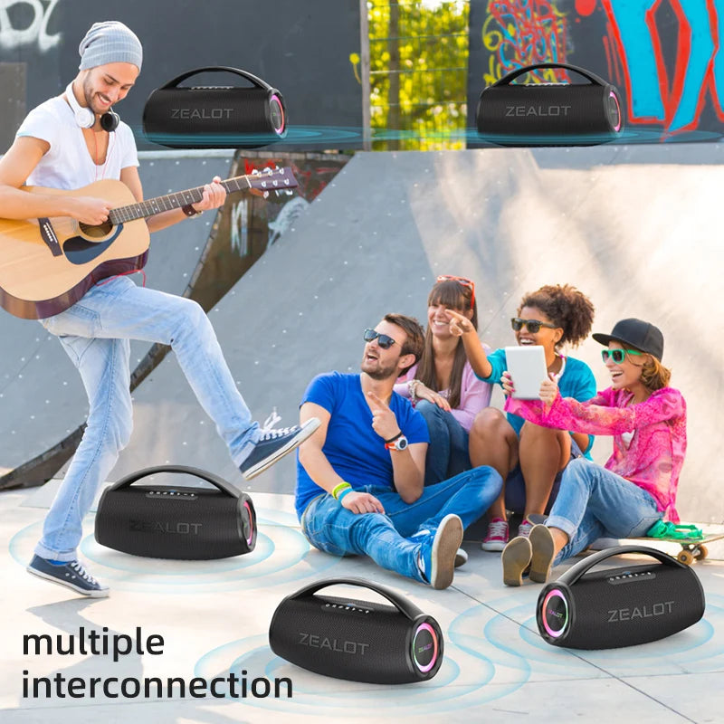 Zealot S97 80W Bluetooth Speaker Waterproof RGB Lights 360 Degree Stereo Immersive Bass 12 Hours Playback
