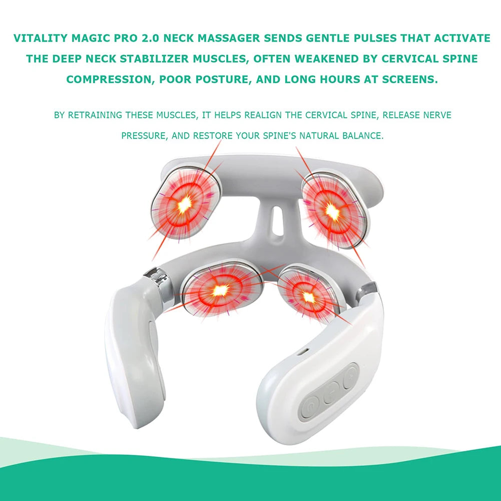 4 Head Neck Massager USB Rechargeable With 6 Modes