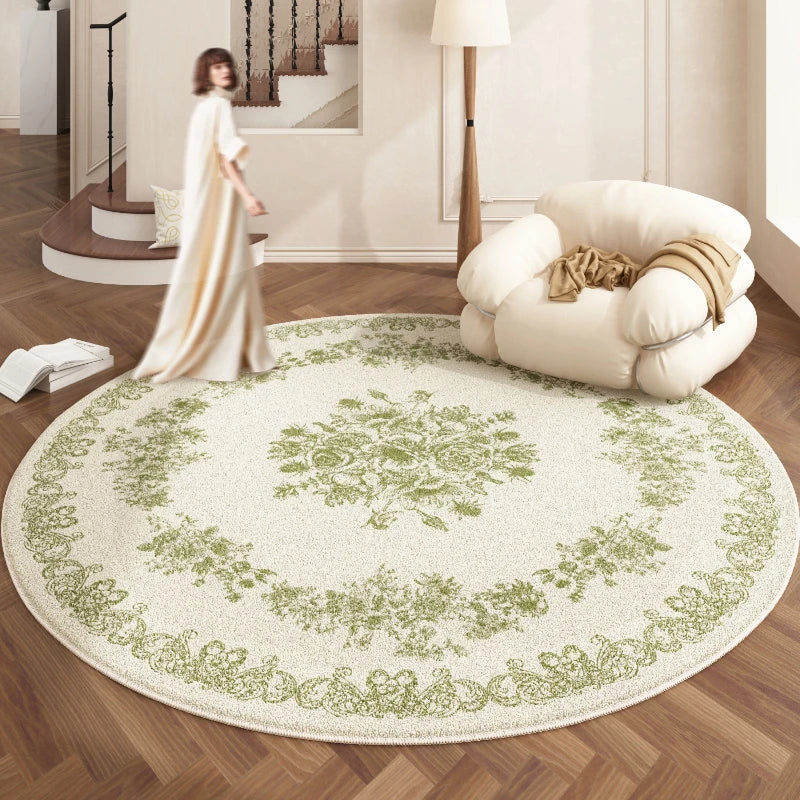 European Style Plush Round Rug for Living Room Bedroom