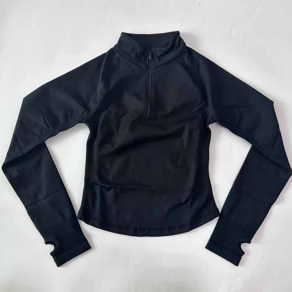 Yoga Jacket Half Zip For Women Long Sleeve Seamless Activewear With Breathable Ventilation And High Stretch