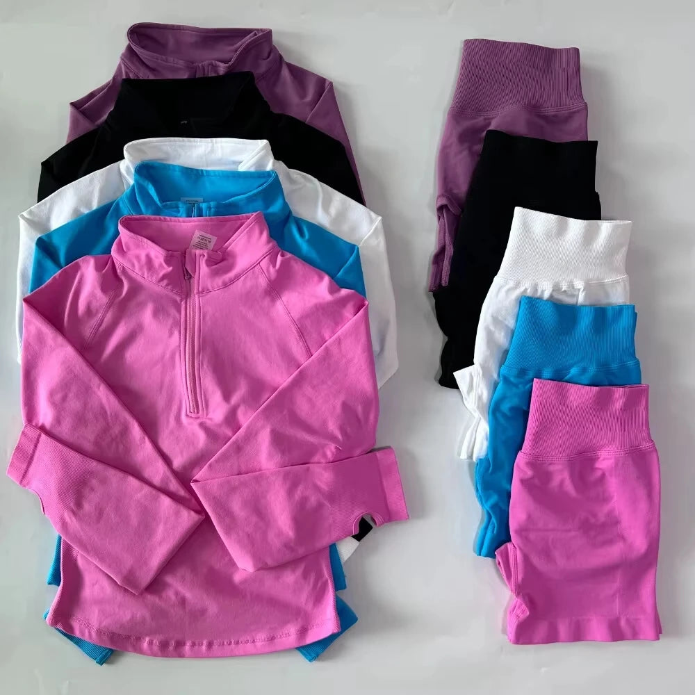 EVERWANTED Impact Womens 2 Piece Yoga Set Jacket And Shorts