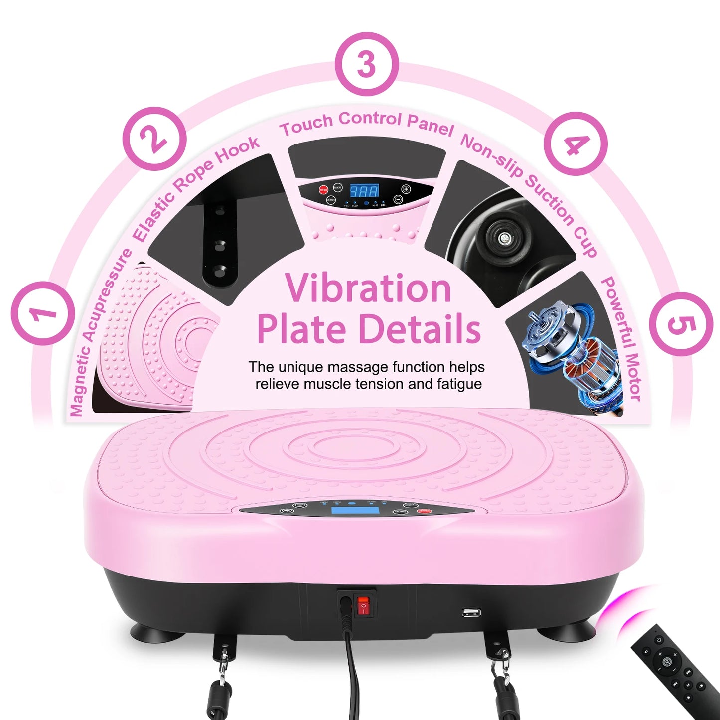 Whole Body Vibration Plate Exercise Machine With Bluetooth Resistance Bands