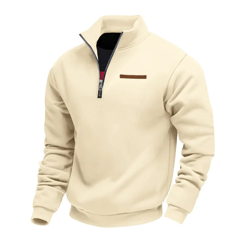 Men's Autumn Winter Heavy Fleece Hoodie Half Zip Stand Collar