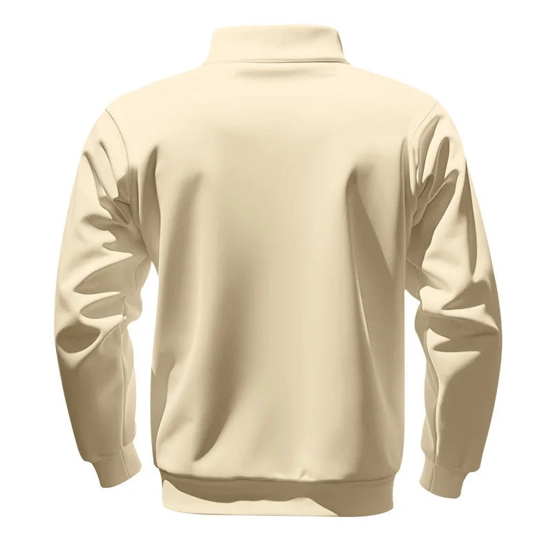 Men's Autumn Winter Heavy Fleece Hoodie Half Zip Stand Collar