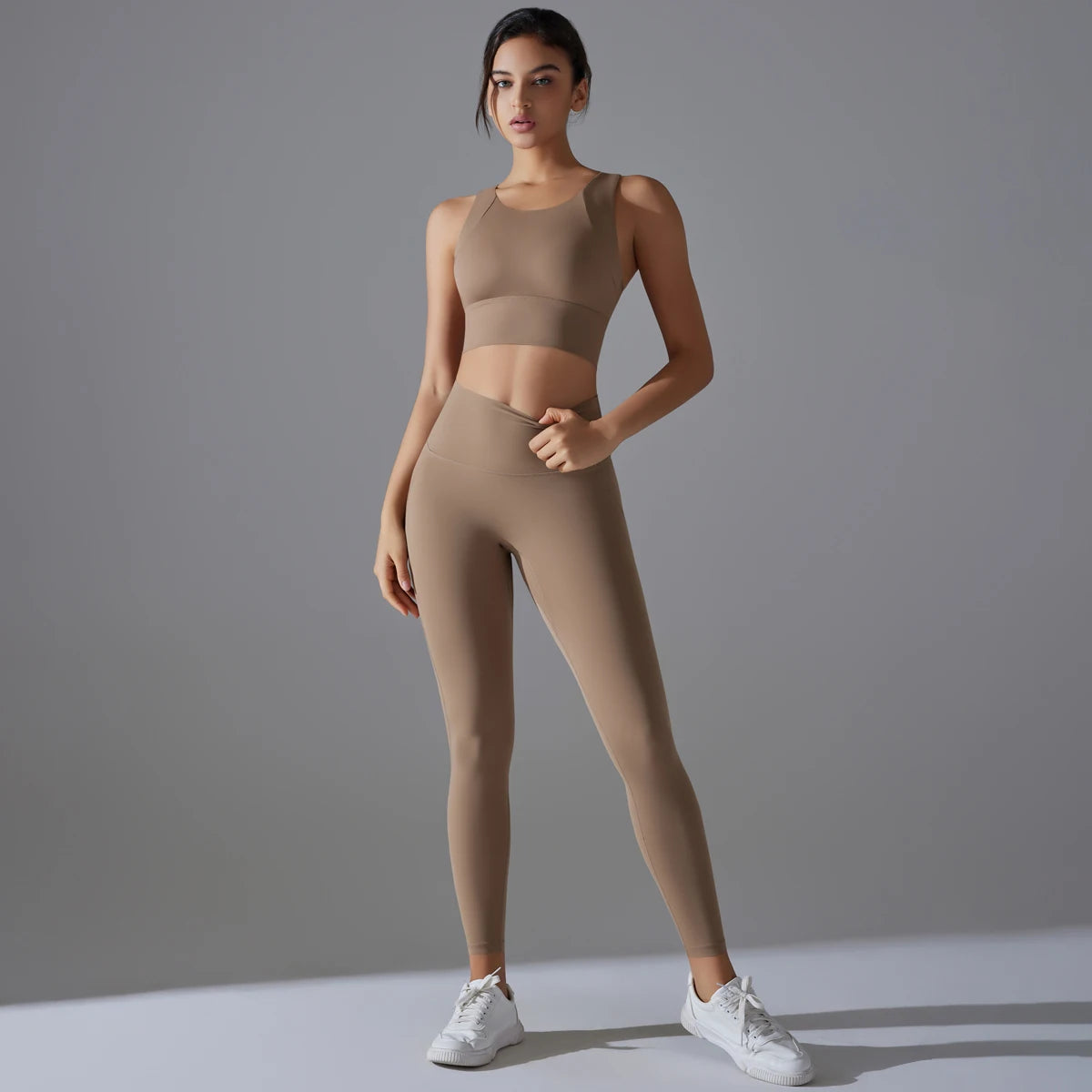 Yoga Set Women's Tracksuit Crop Top Shockproof Sports Bras Gym
