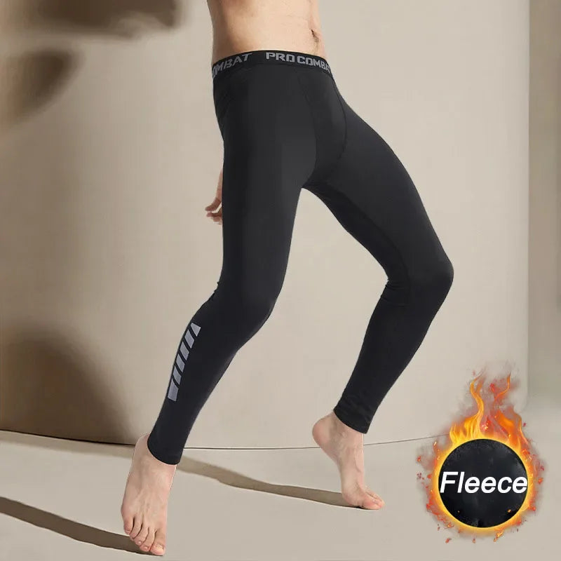 Men's Warm Compression Leggings For Running And Training
