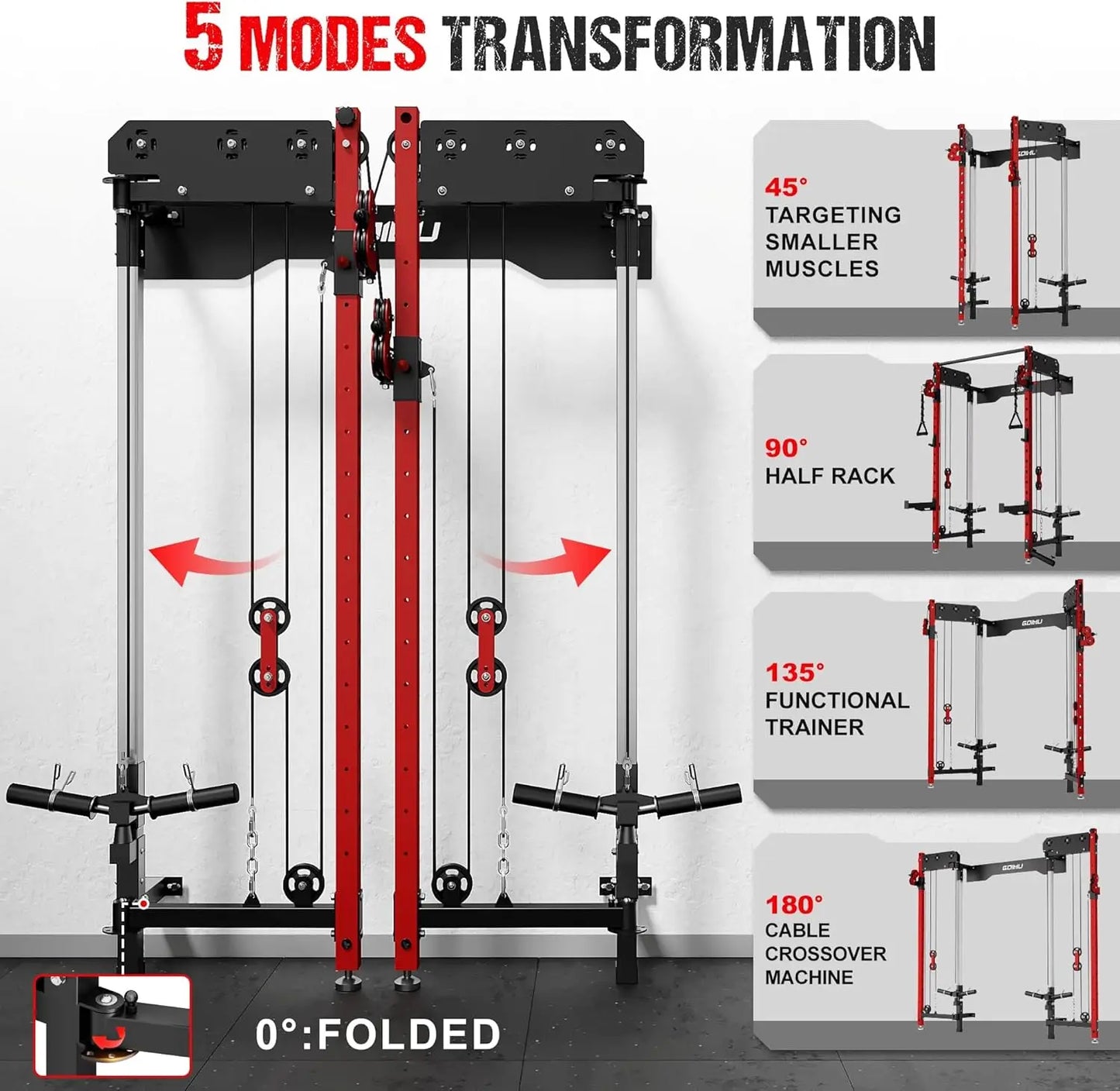 WM3 V4 Folding Squat Rack With Dual Independent Pulley System