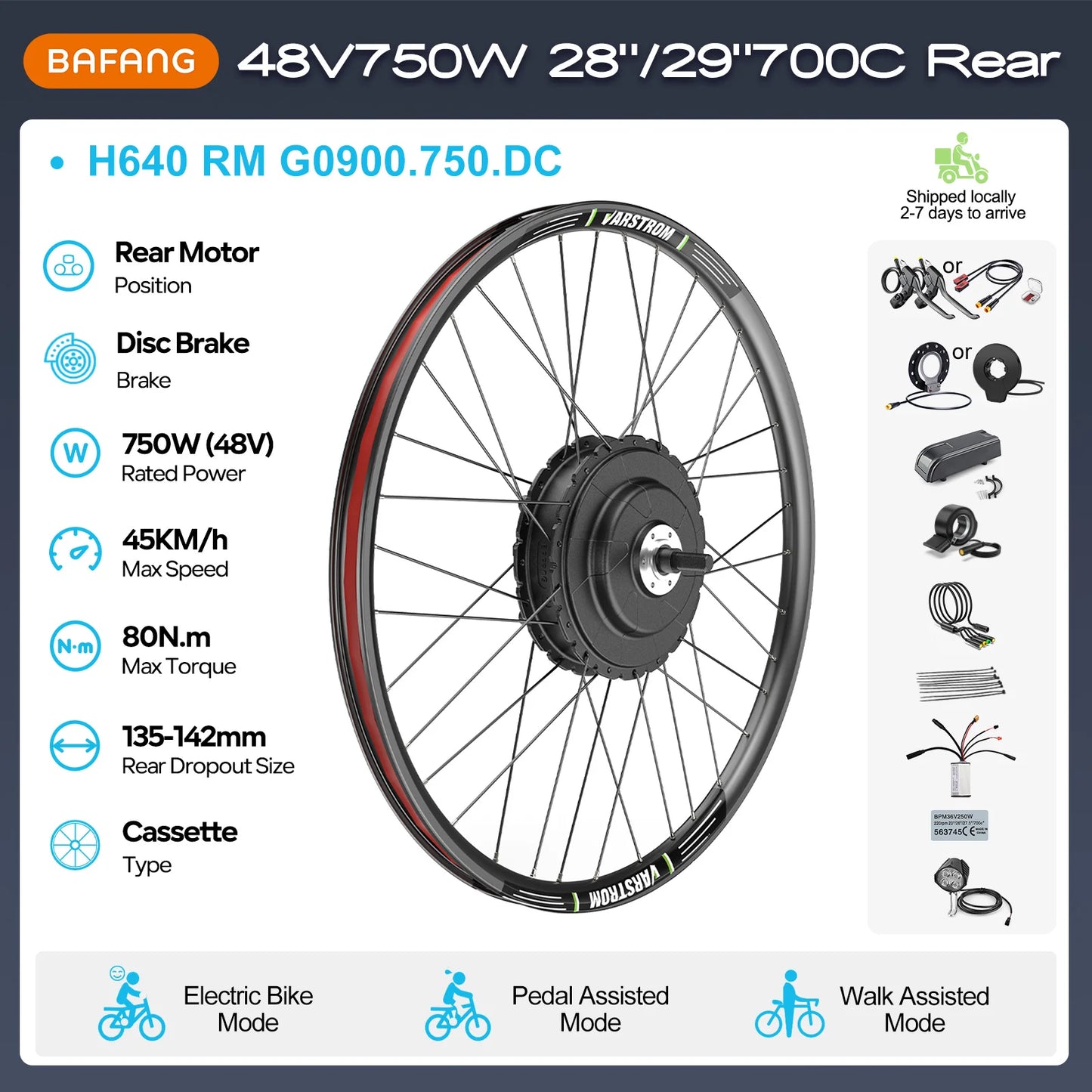 Bafang Varstrom Rear Hub Motor Ebike Kit 500W 65Nm Torque 36V Or 48V Fits 135-142mm Dropout