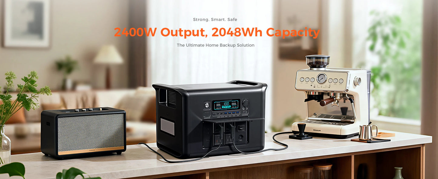 CTOLITY AP2000 Portable Solar Generator LiFePO4 2400W Foldable