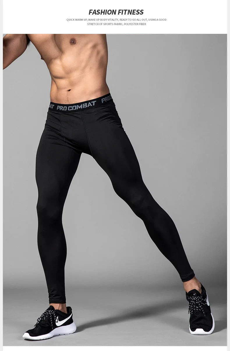 Men's Warm Compression Leggings For Running And Training