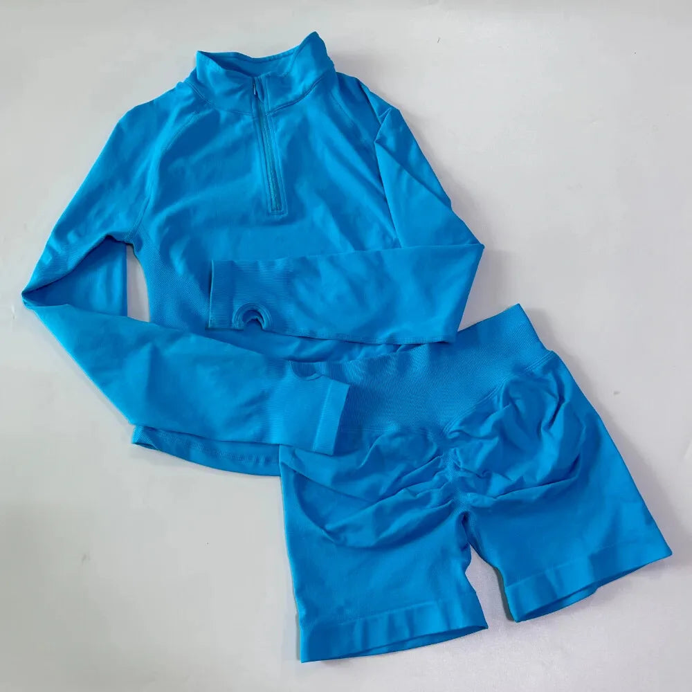 EVERWANTED Impact Womens 2 Piece Yoga Set Jacket And Shorts