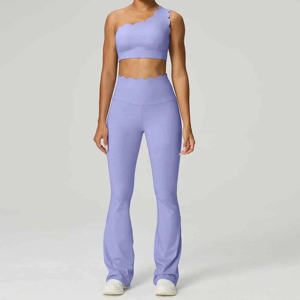 GFFUD Women Yoga Set 2 Piece High Waist Leggings Gym Tops Tummy Control