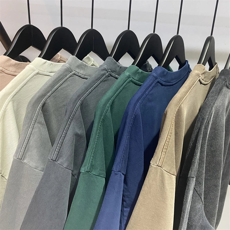 ZODF Basic Solid Washed Cotton Tee For Men Unisex Streetwear